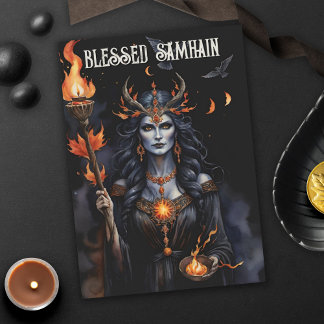 Fall Forest Blsed Samhain Night Pagan Witch Kort