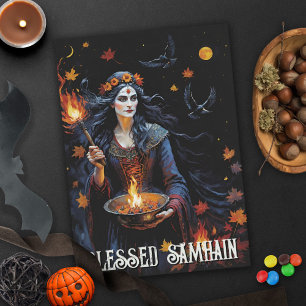 Fall Forest Blsed Samhain Night Pagan Witch Kort