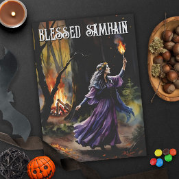 Fall Forest Blsed Samhain Night Pagan Witch Kort