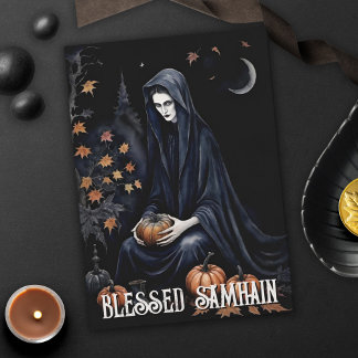 Fall Forest Blsed Samhain Night Pagan Witch Kort