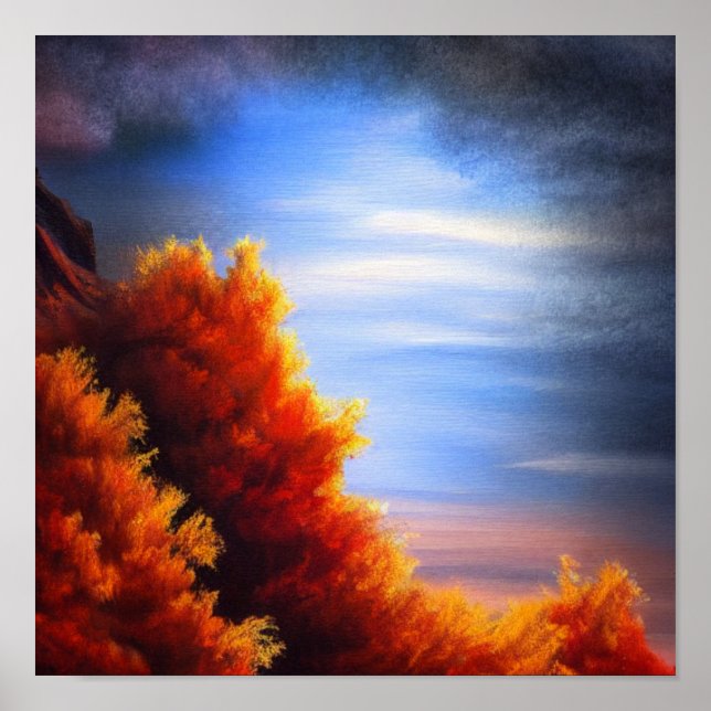 Fall Forest by Ocean Poster (Framsidan)