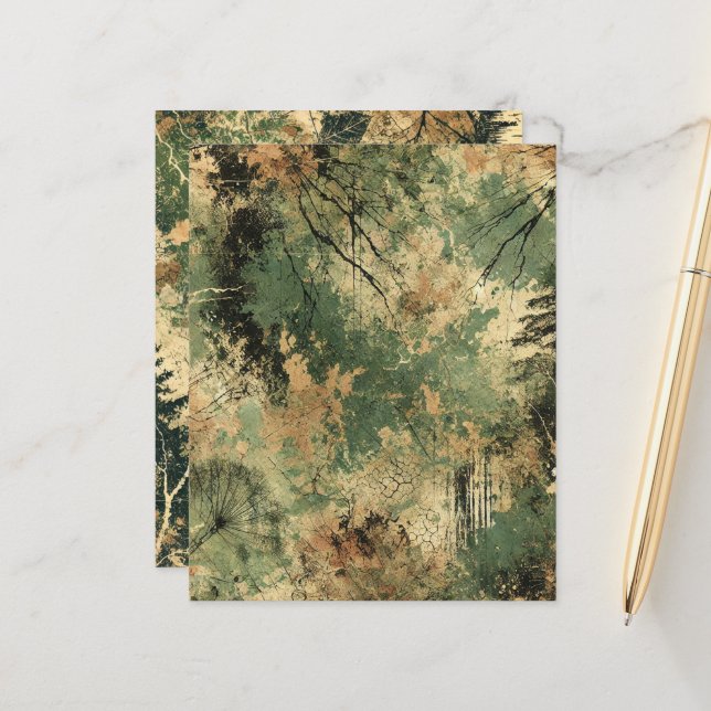 Fall Forest Golv Distress Bläck Scrapbook Papper (Fram/Back In Situ)