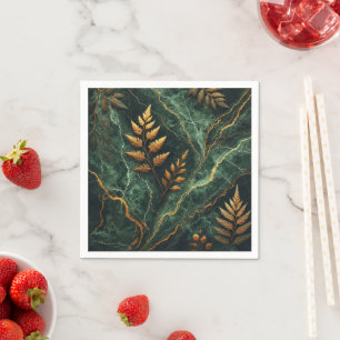 Fall Forest Grönt Marble Struktur Decoupage Napkin Pappersservett