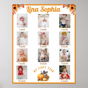 Fall första året månatliga foton födelsedag poster