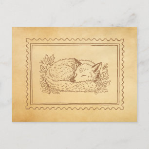 Fall Fox Frimärke Ram-vykort Vykort