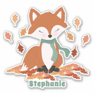 Fall Fox Woodland Birthday Klistermärken
