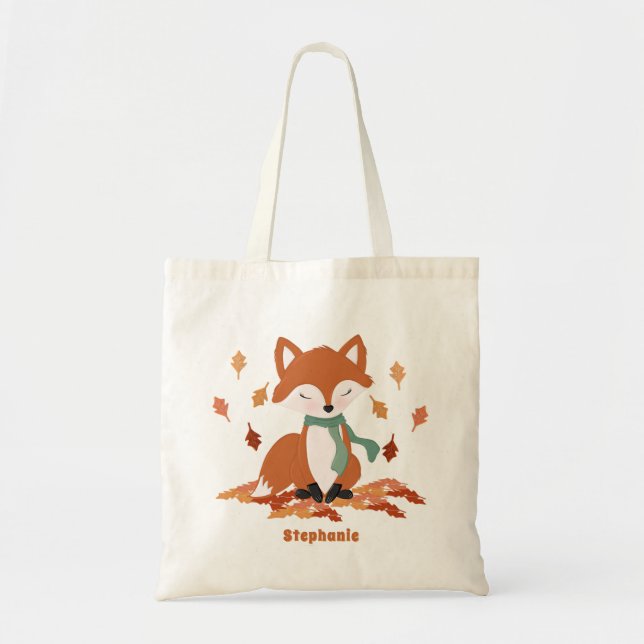 Fall Fox Woodland Birthday Tygkasse (Framsidan)