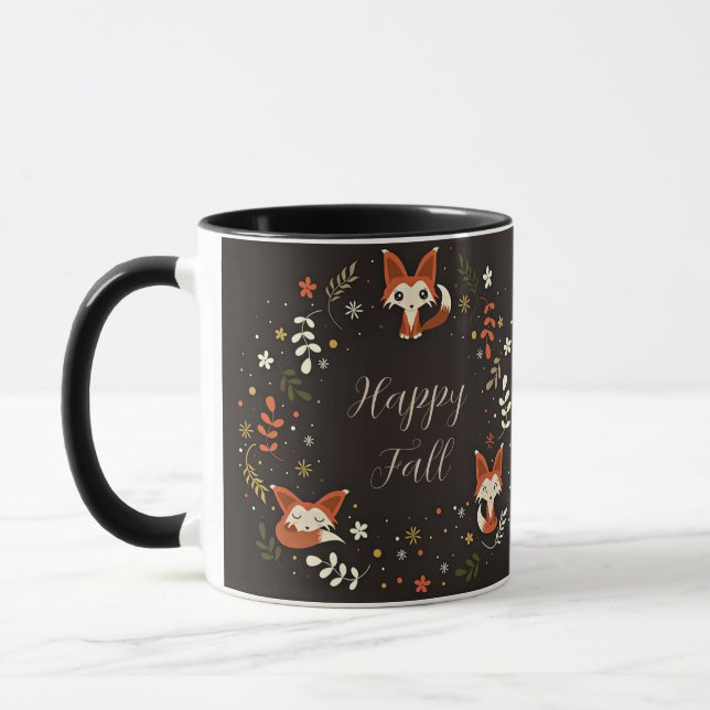 Fall Foxes with customizable text Mugg (Vänster)