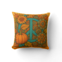 Fall Fredstecken Pumpa Turkos & Orange Kudde