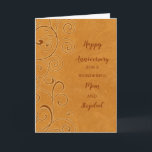 Fall Friend- och Stepdad-årsdagen Kort<br><div class="desc">Lycklig bröllop-årskort för vän och styvpappa med höst löv mönster,  och hjärtlig vers.</div>