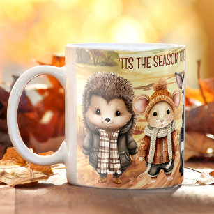 Fall Friends Cute Animals Namn Coffee Mugg
