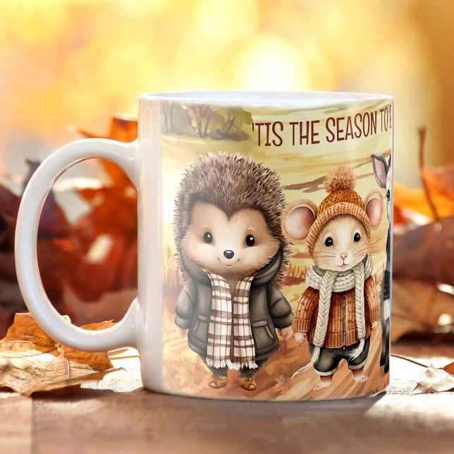 Fall Friends Cute Animals Namn Coffee Mugg (Fall Friends Cute Animals Name Coffee Mug)