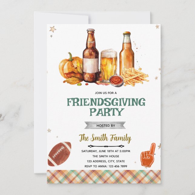 Fall Friends Food and Football invitation Inbjudningar (Framsida)
