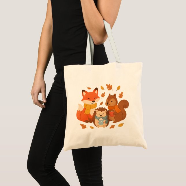 Fall Friends – Woodland Cozy Crew Tote Tygkasse (Framsida (produkt))