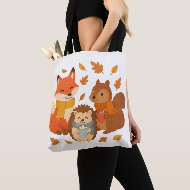 Fall Friends – Woodland Cozy Crew Tote Tygkasse (Närbild)