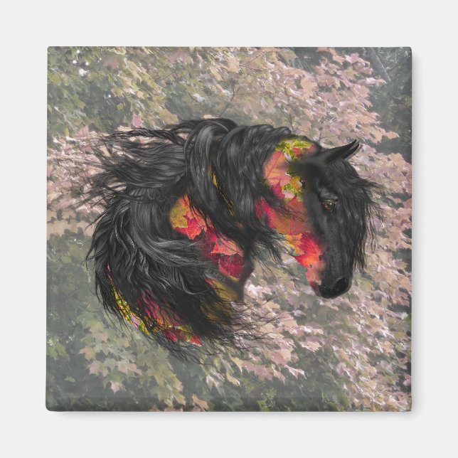 Fall Friesian Horse Magnet (Framsidan)