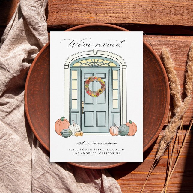 Fall Front Porch Colonial Door Flytta Announcement Meddelande (Skapare uppladdad)