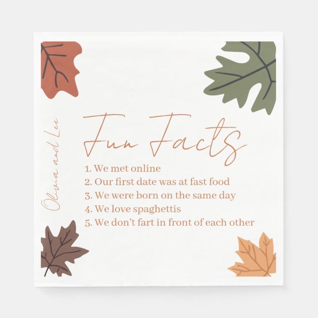 Fall Fun facts Name Wedding  Pappersservett (Framsidan)
