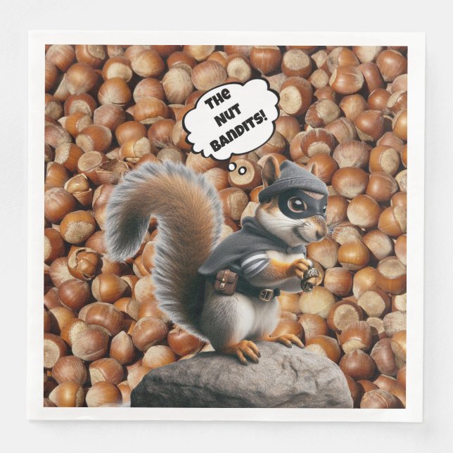 Fall Funny Squirrel Bandit Pappersservett (Framsida)
