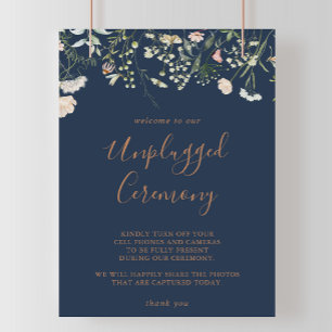 Fall Garden Wildblome Unplugged Ceremony Sign Poster