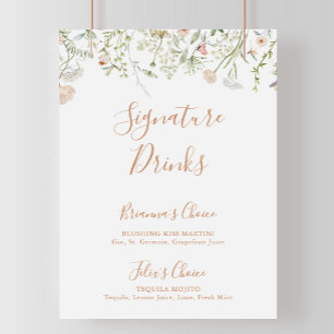 Fall Garden Wildblomma Namnteckning Drinks Sign Poster