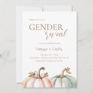 Fall Gende Reveal Pastel Pumpkin Invitation  Inbjudningar