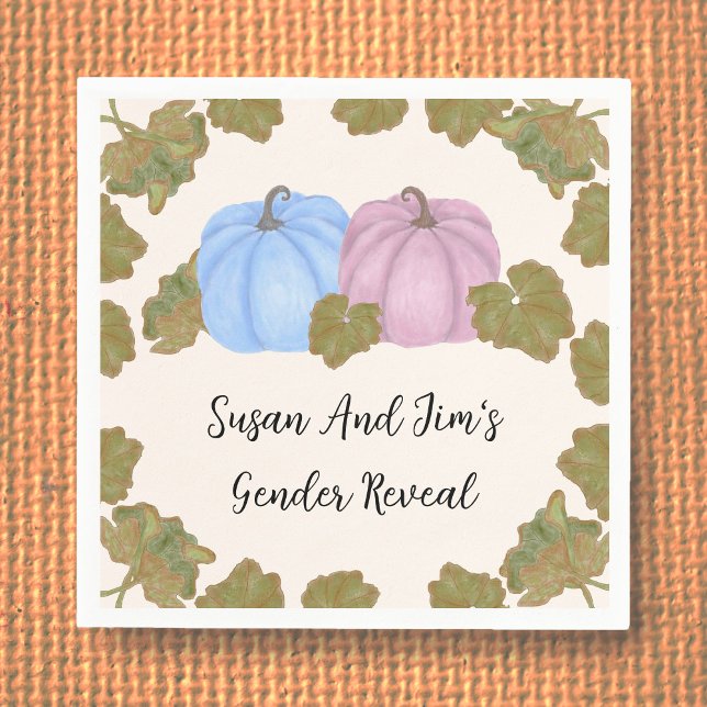 Fall Gender Reveal Little Pumpkin Theme Napkins Pappersservett (Skapare uppladdad)