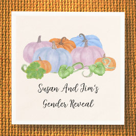 Fall Gender Reveal Little Pumpkin Theme Napkins Pappersservett