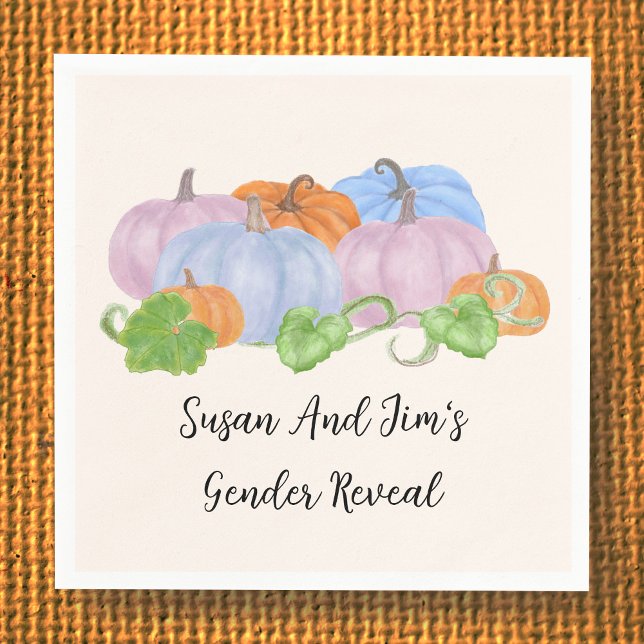 Fall Gender Reveal Little Pumpkin Theme Napkins Pappersservett (Skapare uppladdad)