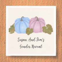 Fall Gender Reveal Little Pumpkin Theme Napkins