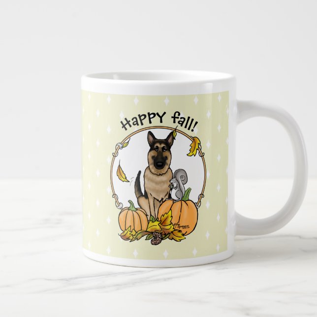 Fall German Shepherd Hund (svart tan) Pumpkins Cut Jumbo Mugg (Höger)