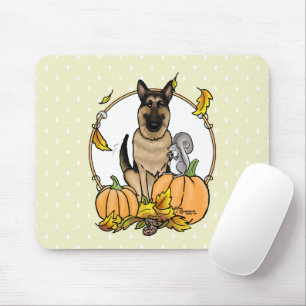 Fall German Shepherd Hund (svart tan) Pumpkins Cut Musmatta