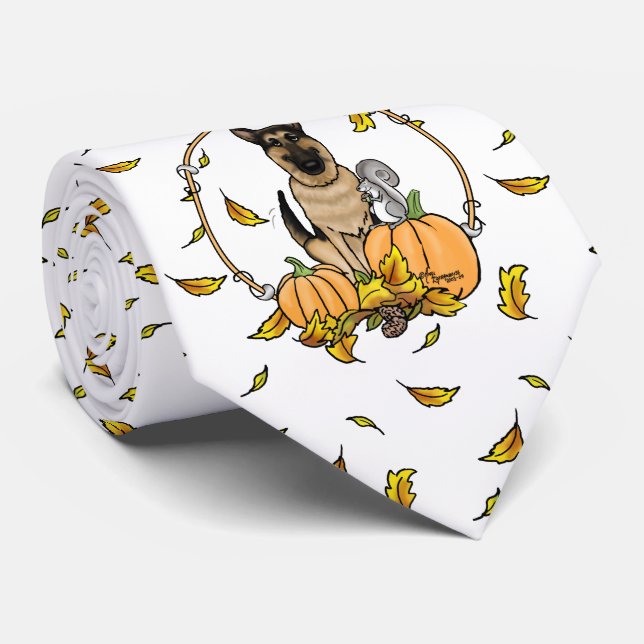 Fall German Shepherd Hund (svart tan) Pumpkins Cut Slips (Rullad)