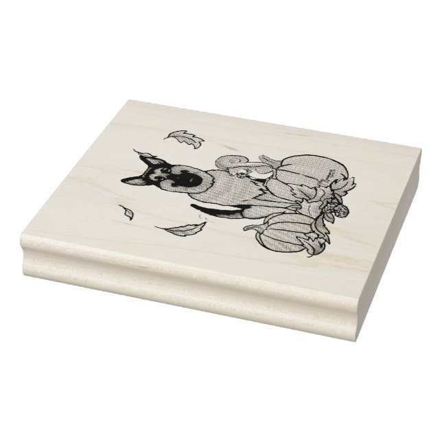 Fall German Shepherd Hund (svart tan) Pumpkins Cut Stämpel (Stämpel)