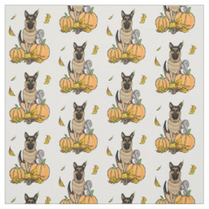 Fall German Shepherd Hund (svart tan) Pumpkins Cut Tyg