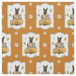 Fall German Shepherd Hund (svart tan) Pumpkins Cut Tyg