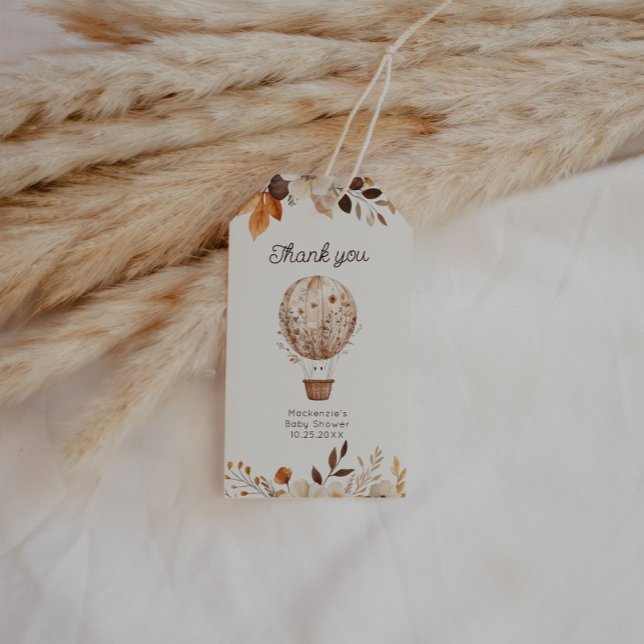 Fall Ghost Luftballong Baby Shower Presentetikett (Cozy in Bloom Baby Shower Gift Tag
)