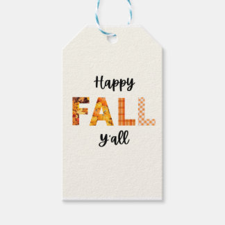 Fall Gift Bag Tag - Cute Happy Fall Y'all Tag  Presentetikett