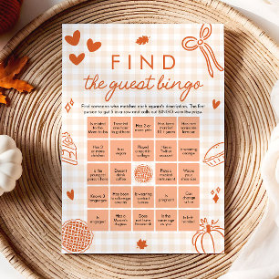 Fall Gingham Hitta Gästbingo Baby Shower-spel Inbjudningar