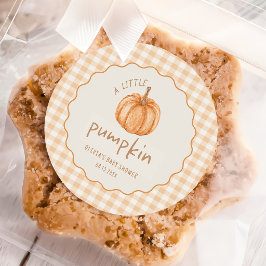 Fall Gingham Liten Pumpa Bebis Badrumsdekal Runt Klistermärke