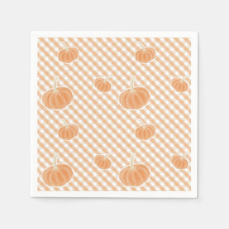 Fall Gingham Pumpkin Napkin - Thanksgiving Decor Pappersservett