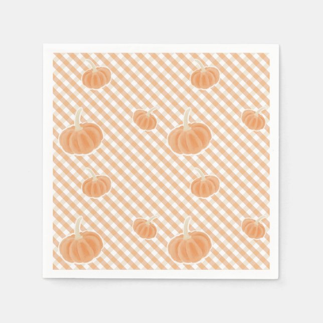 Fall Gingham Pumpkin Napkin - Thanksgiving Decor Pappersservett (Framsidan)