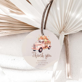 Fall Girl Baby Shower Rosa Pumpkin Lastbil Gåvor Etiketter