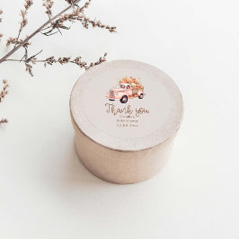 Fall Girl Baby Shower Rosa Pumpkin Lastbil Runt Klistermärke