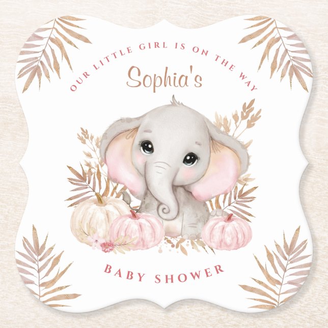 Fall Girl Rosa Baby Shower Papper Underlägg (Framsida)