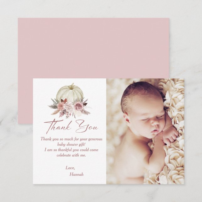 Fall Girl's Little Pumpkin Baby Shower Photo Tack Kort (Fram/baksida)