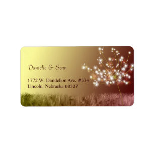 Fall Glitzy Dandelion Bröllop Adress Adressetikett