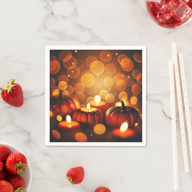 Fall Glowing Pumpkins Bokeh Effect Decoupage Pappe Pappersservett (Insitu)