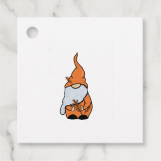 Fall Gnome med Höst löv Gåvor Etiketter