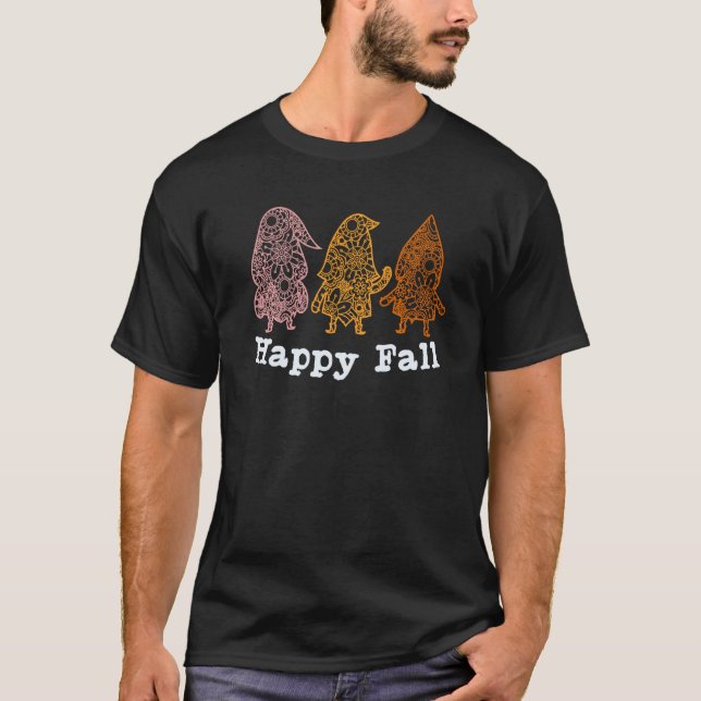 Fall Gnome Pilgrim Gnomes Happy thanksgiving T Shirt (Framsida)